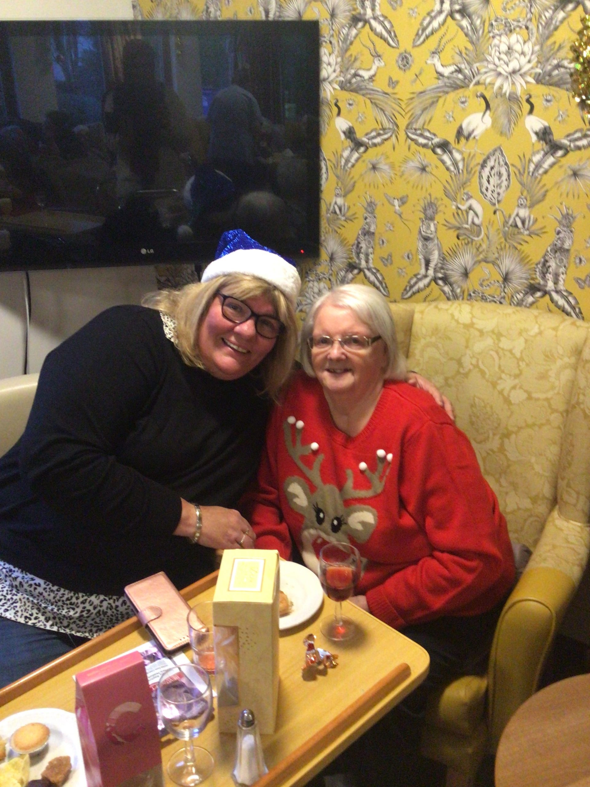 Resident & Staff Member at Christmas
