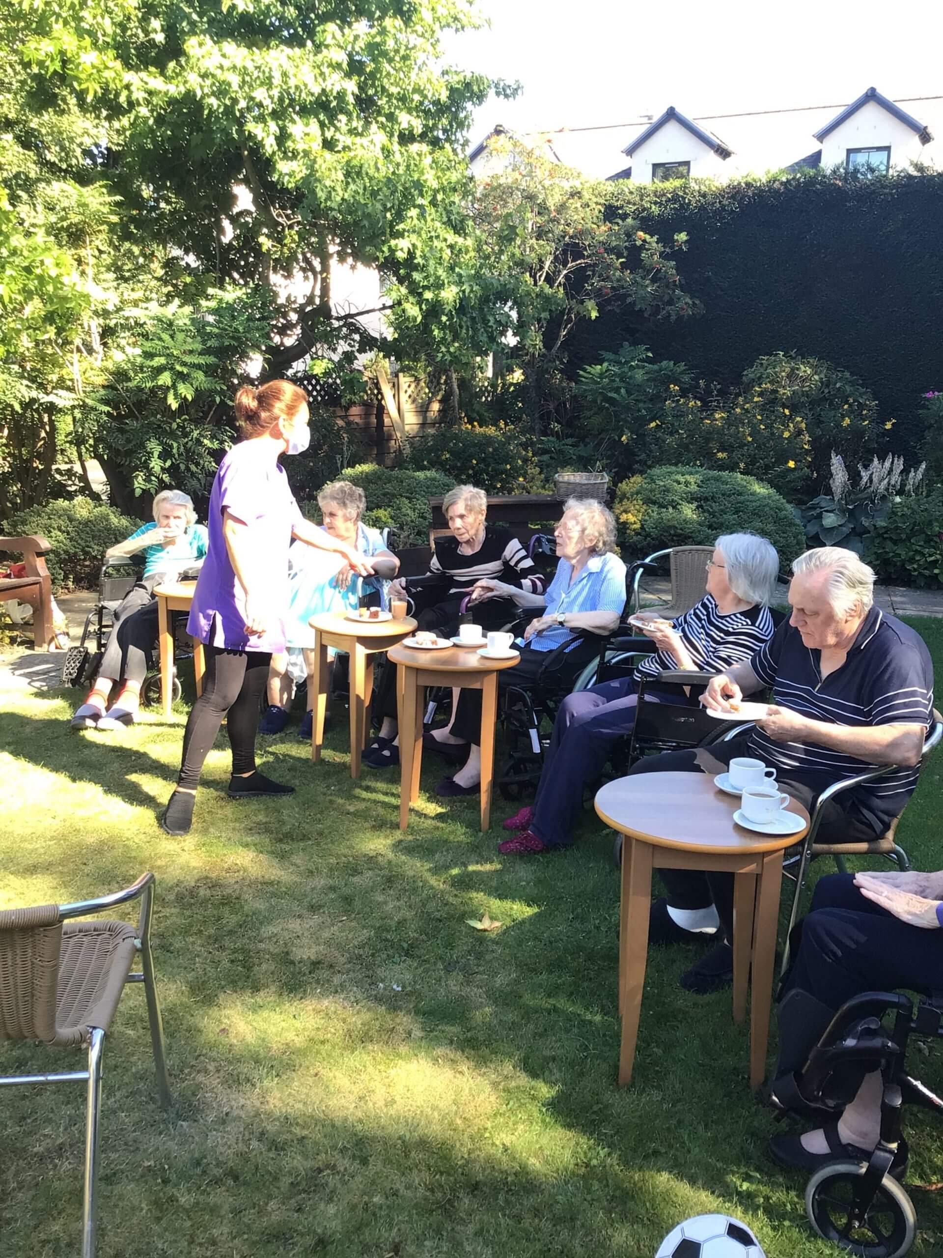 Residents gathered in the garden